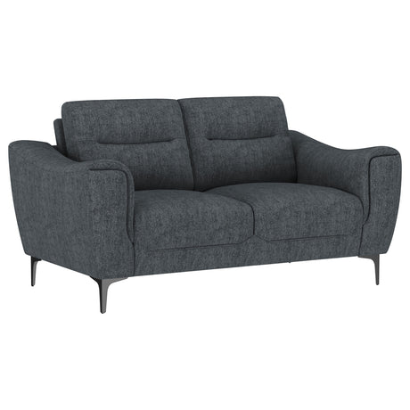 Furniture City Houma - Coaster - Nolan Upholstered Sloped Track Arm Loveseat Charcoal - 509282