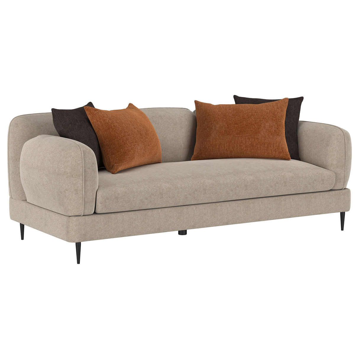 Furniture City Houma - Coaster - Jade Chenille Upholstered Sculpted Track Arm Sofa Latte - 509411