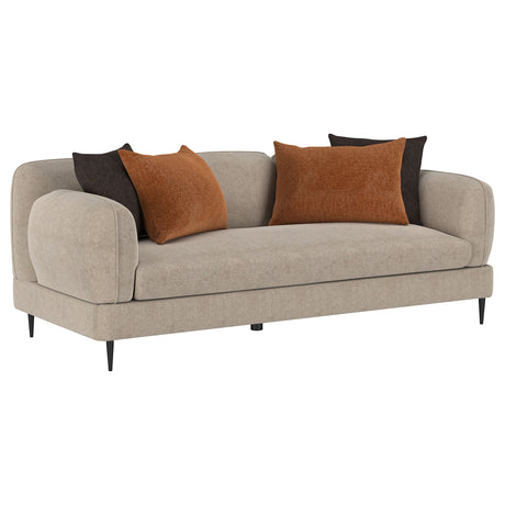 Furniture City Houma - Coaster - Jade Chenille Upholstered Sculpted Track Arm Sofa Latte - 509411