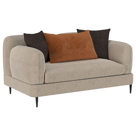 Furniture City Houma - Coaster - Jade Chenille Upholstered Sculpted Track Arm Loveseat Latte - 509412