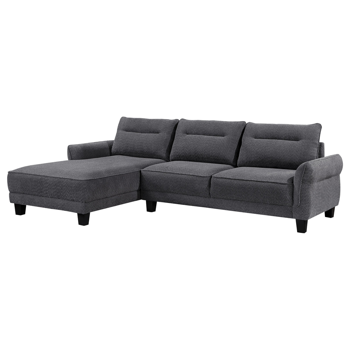 Furniture City Houma - Coaster - Caspian Upholstered Curved Arm Chaise Sectional Sofa Grey - 509540