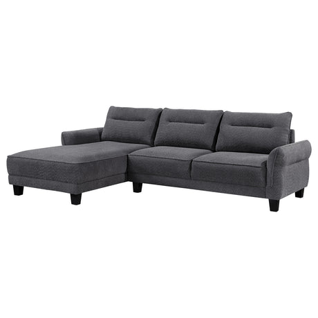 Furniture City Houma - Coaster - Caspian Upholstered Curved Arm Chaise Sectional Sofa Grey - 509540