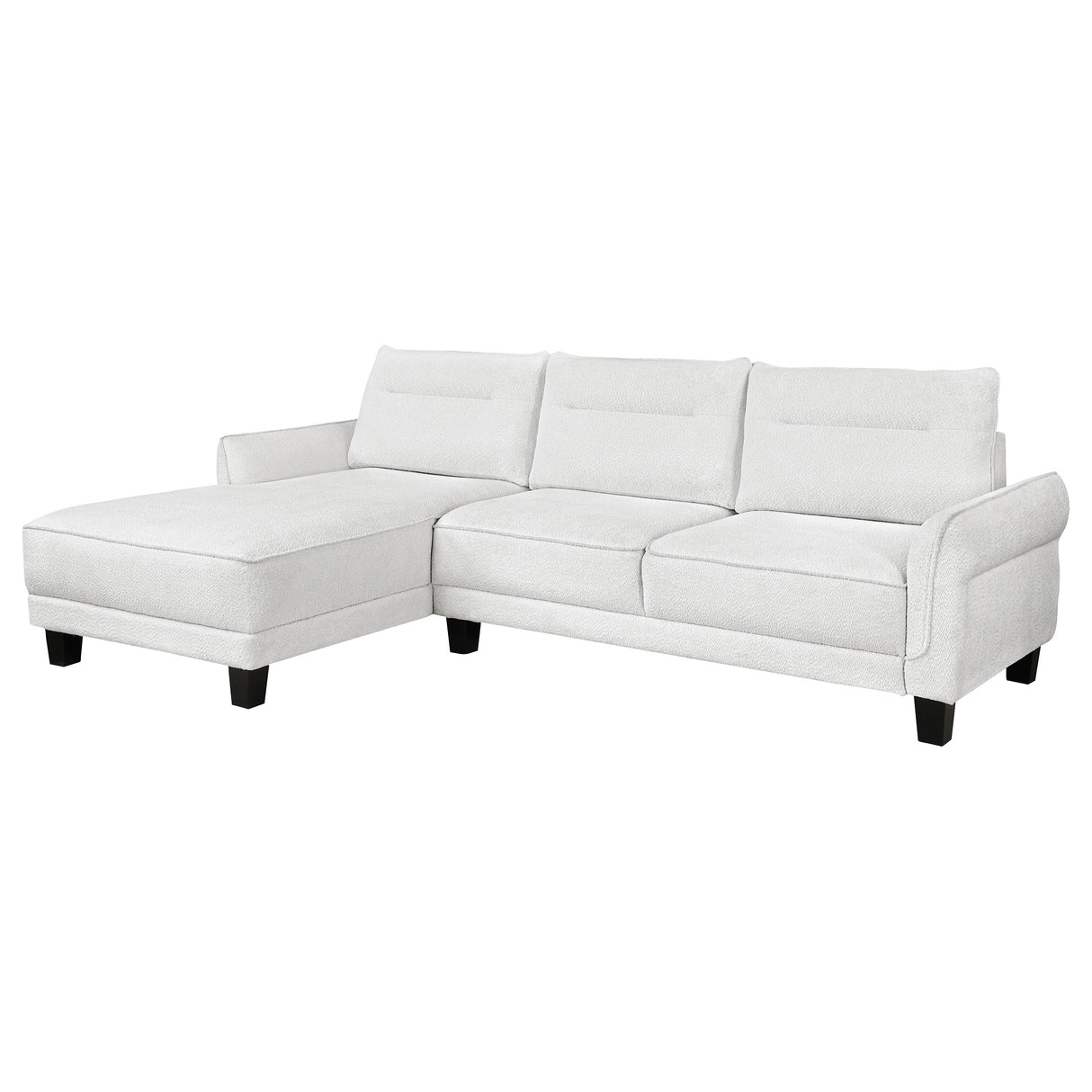 Furniture City Houma - Coaster - Caspian Upholstered Curved Arm Chaise Sectional Sofa White - 509550
