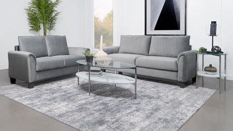 Furniture City Houma - Coaster - Davis 2-piece Upholstered Rolled Arm Sofa Grey - 509634-S2