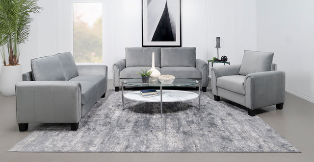 Furniture City Houma - Coaster - Davis 3-piece Upholstered Rolled Arm Sofa Grey - 509634-S3