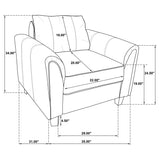 Davis 3-piece Upholstered Rolled Arm Sofa Grey