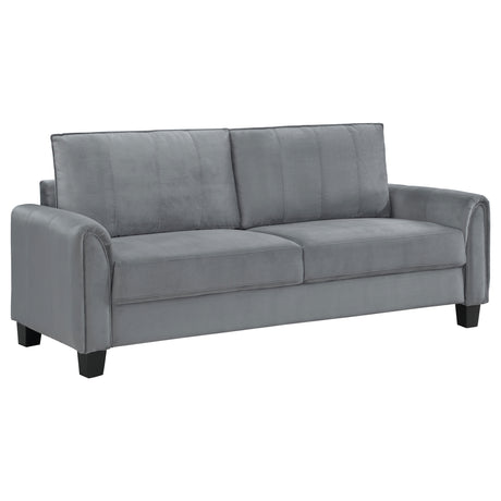 Furniture City Houma - Coaster - Davis Upholstered Rolled Arm Sofa Grey - 509634