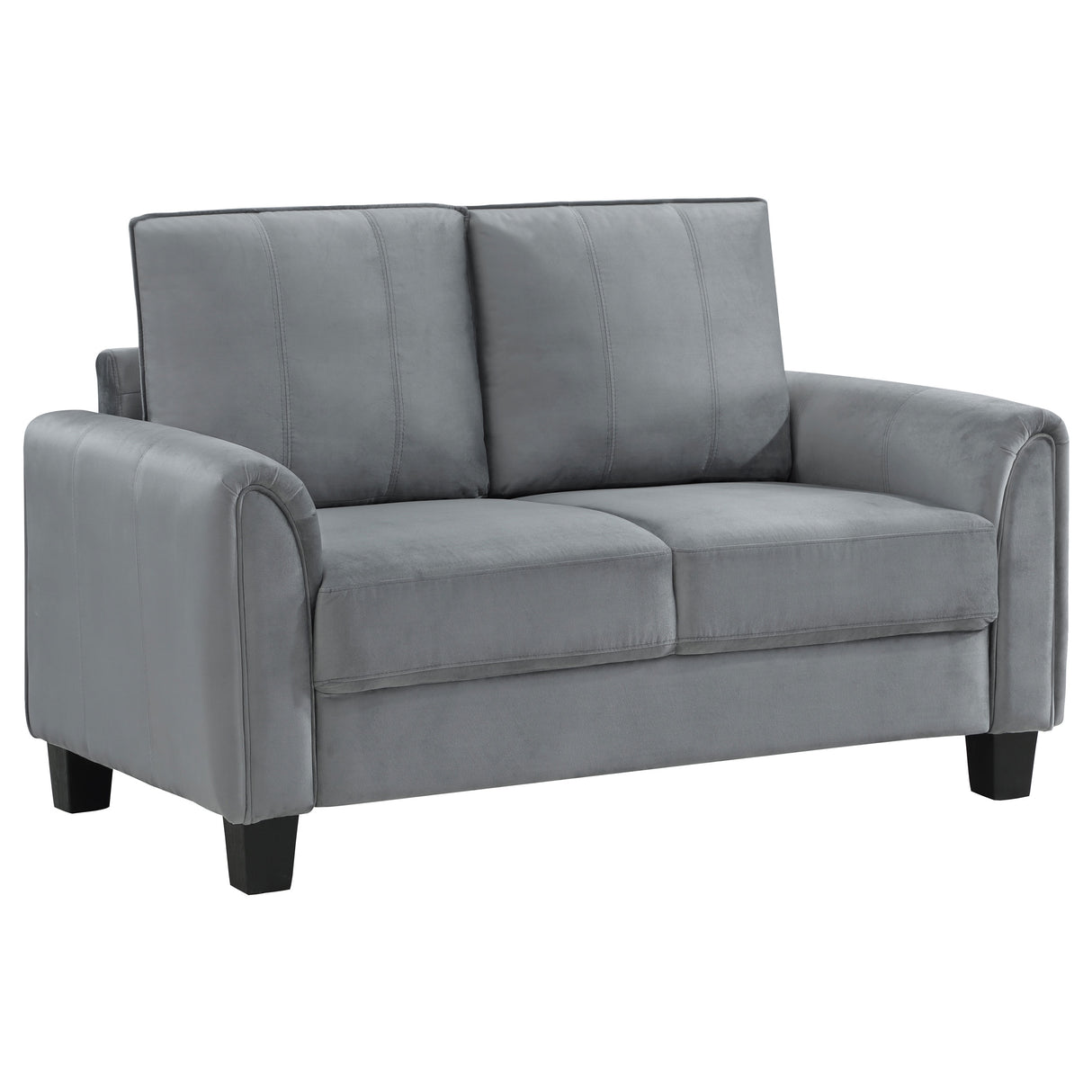 Furniture City Houma - Coaster - Davis Upholstered Rolled Arm Loveseat Grey - 509635