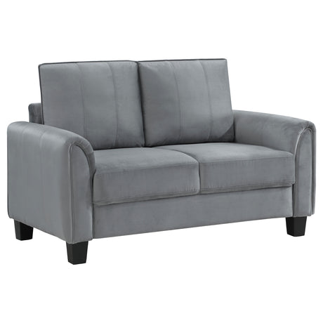 Furniture City Houma - Coaster - Davis Upholstered Rolled Arm Loveseat Grey - 509635