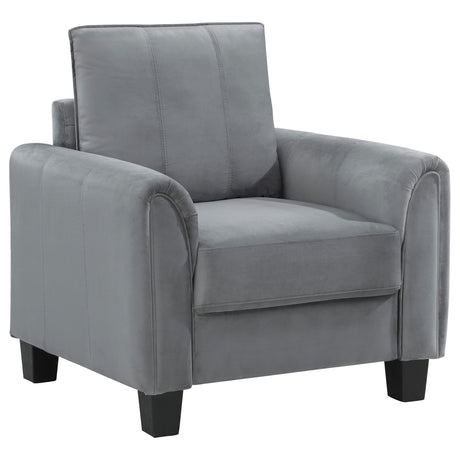 Furniture City Houma - Coaster - Davis Upholstered Rolled Arm Accent Chair Grey - 509636