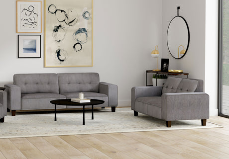 Furniture City Houma - Coaster - Deerhurst 2-piece Upholstered Track Arm Sofa Set Charcoal - 509641-S2