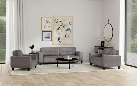 Furniture City Houma - Coaster - Deerhurst 3-piece Upholstered Track Arm Sofa Set Charcoal - 509641-S3