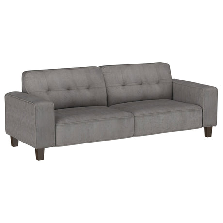 Furniture City Houma - Coaster - Deerhurst Upholstered Track Arm Tufted Sofa Charcoal - 509641