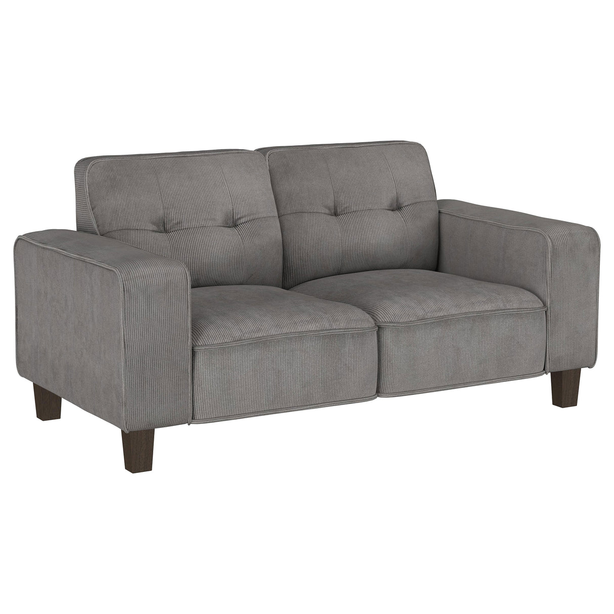 Furniture City Houma - Coaster - Deerhurst Upholstered Track Arm Tufted Loveseat Charcoal - 509642