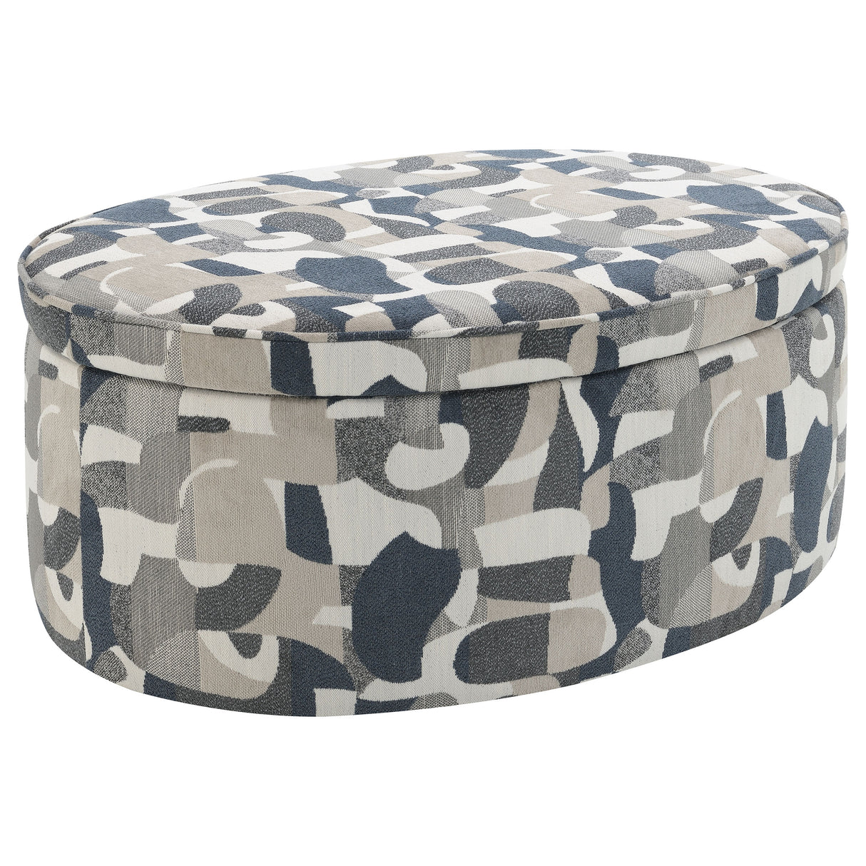 Furniture City Houma - Coaster - Tomkins Oval Upholstered Storage Ottoman Indigo Blue - 509674