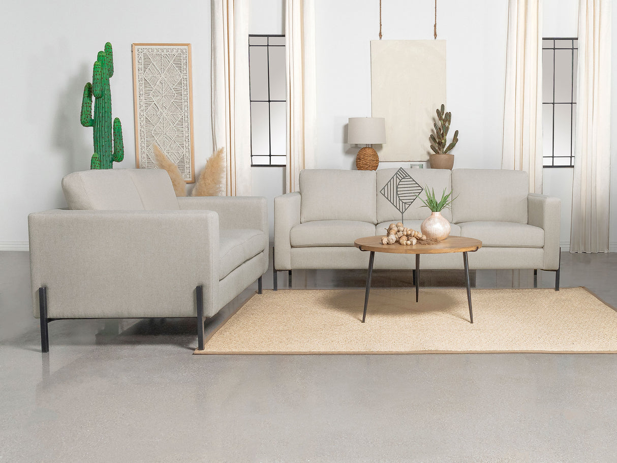 Furniture City Houma - Coaster - Tilly 2-piece Upholstered Track Arm Sofa Set Oatmeal - 509901-S2