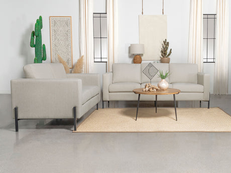 Furniture City Houma - Coaster - Tilly 2-piece Upholstered Track Arm Sofa Set Oatmeal - 509901-S2