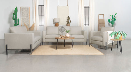 Furniture City Houma - Coaster - Tilly 3-piece Upholstered Track Arm Sofa Set Oatmeal - 509901-S3