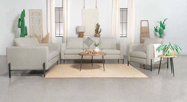 Furniture City Houma - Coaster - Tilly 3-piece Upholstered Track Arm Sofa Set Oatmeal - 509901-S3