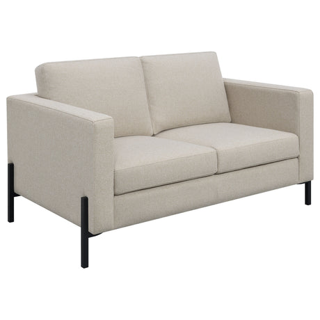 Furniture City Houma - Coaster - Tilly Upholstered Track Arm Loveseat Oatmeal - 509902