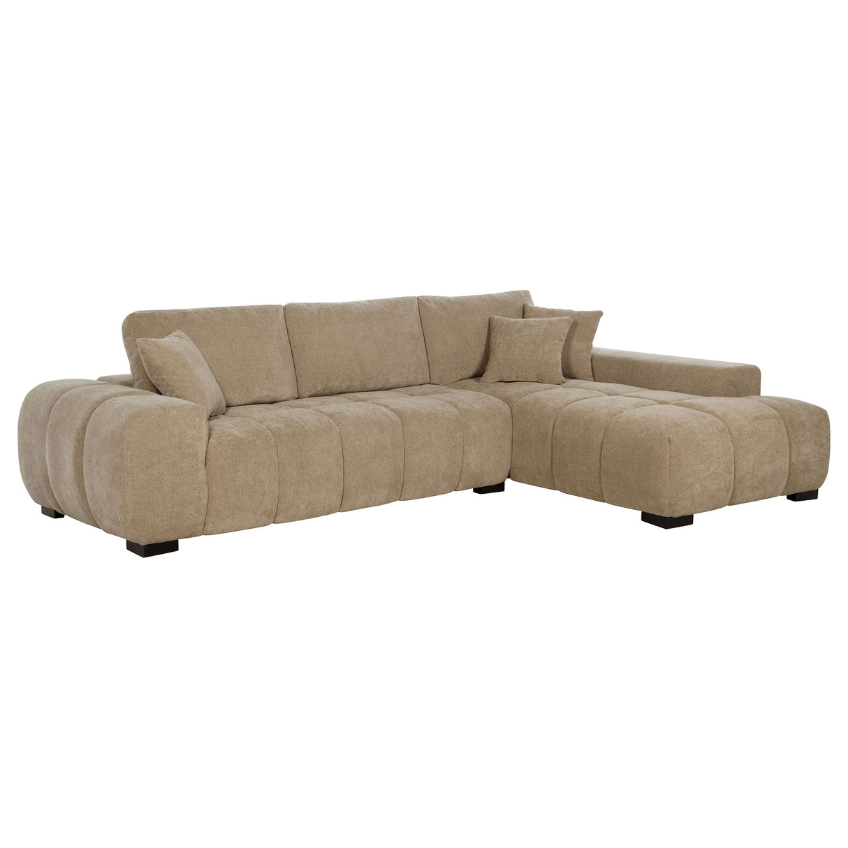 Furniture City Houma - Coaster - Octavia Upholstered Sectional Chaise Sofa Camel - 509961