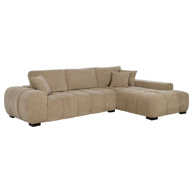 Furniture City Houma - Coaster - Octavia Upholstered Sectional Chaise Sofa Camel - 509961