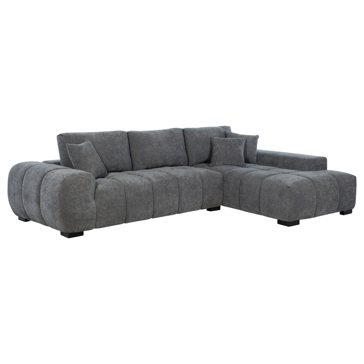 Furniture City Houma - Coaster - Octavia Upholstered Sectional Chaise Sofa Charcoal Grey - 509965