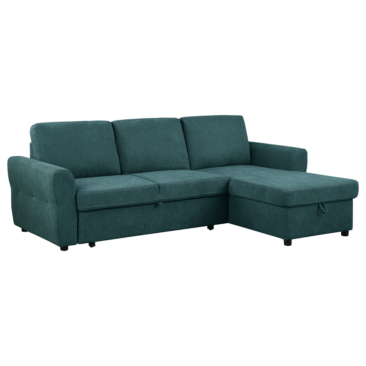Furniture City Houma - Coaster - Samantha Upholstered Storage Sleeper Sectional Sofa Teal - 511087