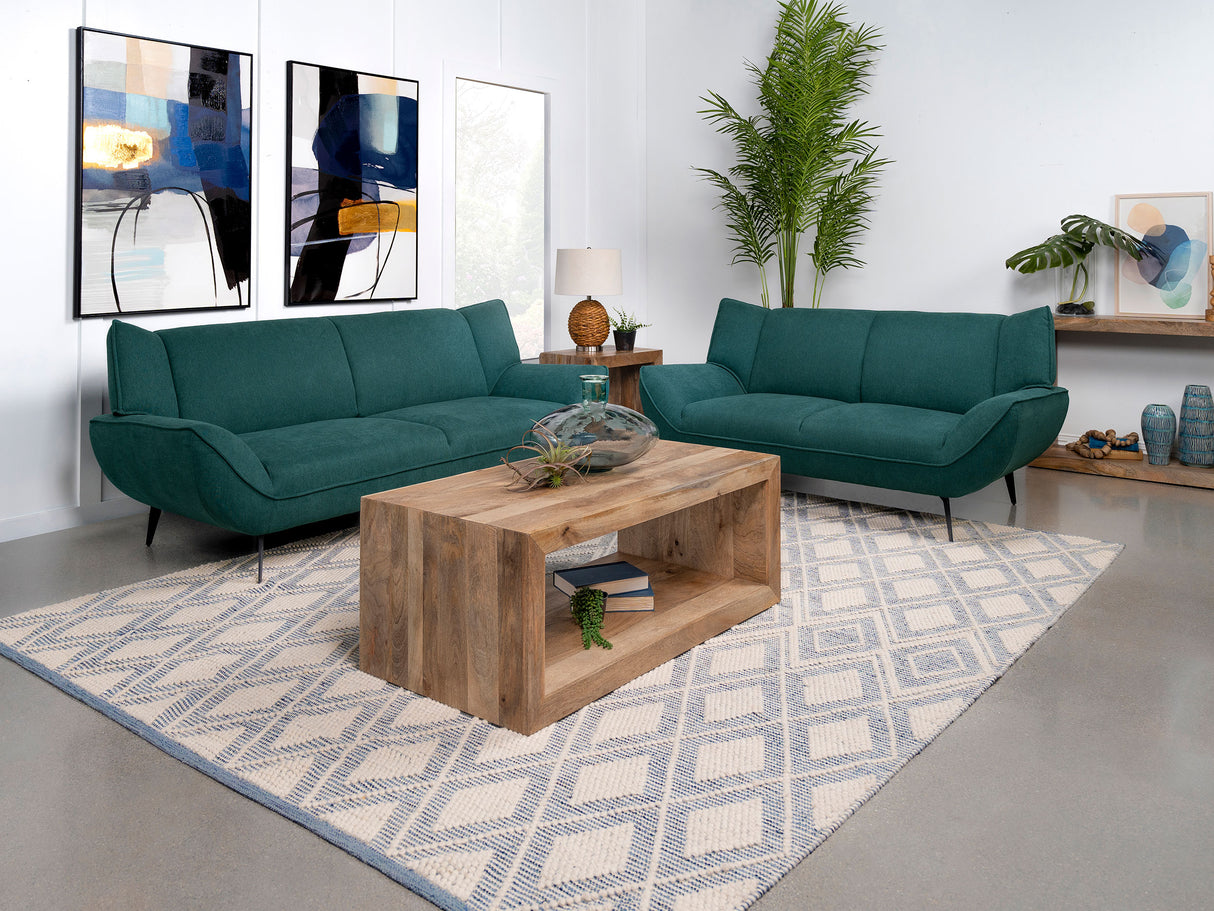Furniture City Houma - Coaster - Acton 2-piece Upholstered Flared Arm Sofa Set Teal Blue - 511161-S2
