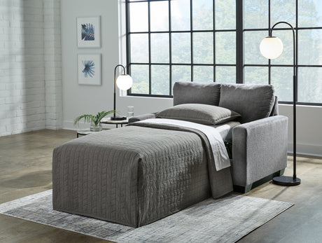 Furniture City Houma - Ashley Furniture - Rannis Twin Sofa Sleeper - Twin Sofa Sleeper / Pewter - 5360237