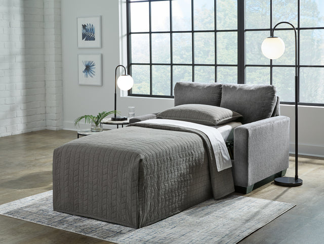 Furniture City Houma - Ashley Furniture - Rannis Twin Sofa Sleeper - Twin Sofa Sleeper / Pewter - 5360237