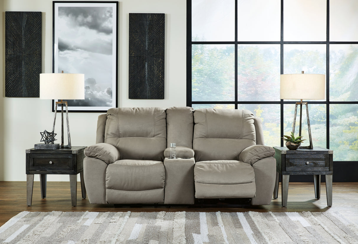 Furniture City Houma - Ashley Furniture - Next-Gen Gaucho Living Room - DBL REC PWR Loveseat w/Console / Putty - 5420396