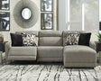 Furniture City Houma - Ashley Furniture - Colleyville 3-Piece Power Reclining Sectional with Chaise - 3-Piece Power Reclining Sectional with Chaise / Stone - 54405S2