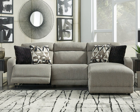 Furniture City Houma - Ashley Furniture - Colleyville 3-Piece Power Reclining Sectional with Chaise - 3-Piece Power Reclining Sectional with Chaise / Stone - 54405S2