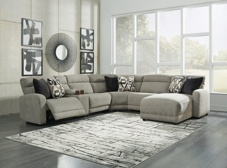 Furniture City Houma - Ashley Furniture - Colleyville 6-Piece Power Reclining Sectional with Chaise - 6-Piece Power Reclining Sectional with Chaise / Stone - 54405S12