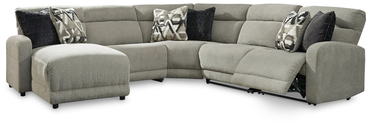 Furniture City Houma - Ashley Furniture - Colleyville 5-Piece Power Reclining Sectional with Chaise - 5-Piece Power Reclining Sectional with Chaise / Stone - 54405S11