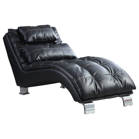 Furniture City Houma - Coaster - Dilleston Faux Leather Upholstered Tufted Chaise Black - 550075