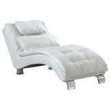 Furniture City Houma - Coaster - Dilleston Faux Leather Upholstered Tufted Chaise White - 550078