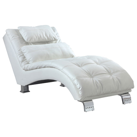 Furniture City Houma - Coaster - Dilleston Faux Leather Upholstered Tufted Chaise White - 550078