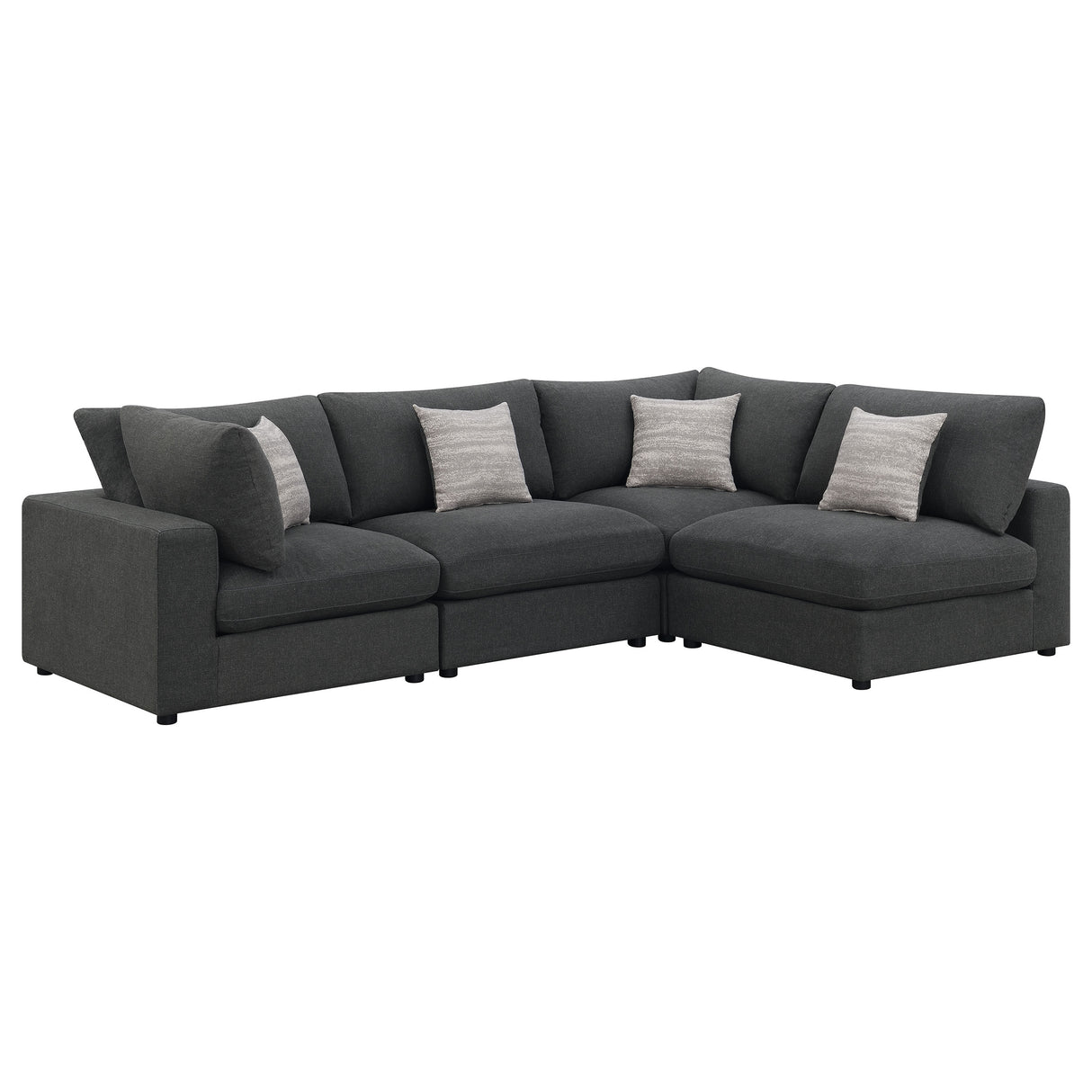 Furniture City Houma - Coaster - Serene 4-piece Upholstered Modular Sectional Sofa Charcoal - 551324-SETA