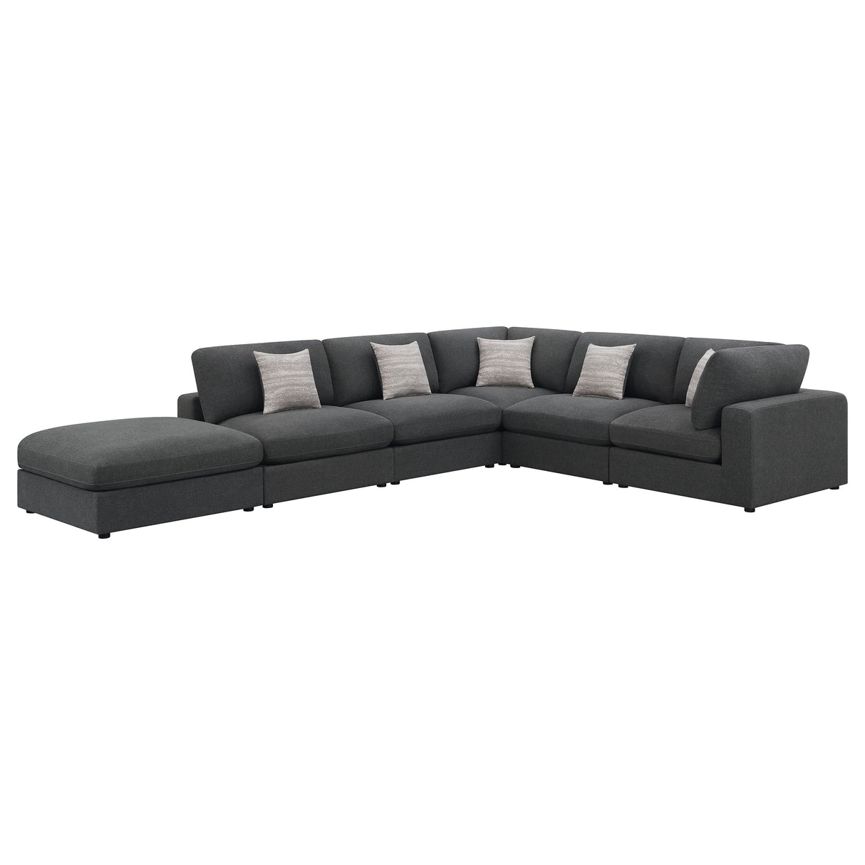 Furniture City Houma - Coaster - Serene 6-piece Upholstered Modular Sectional Sofa Charcoal - 551324-SET