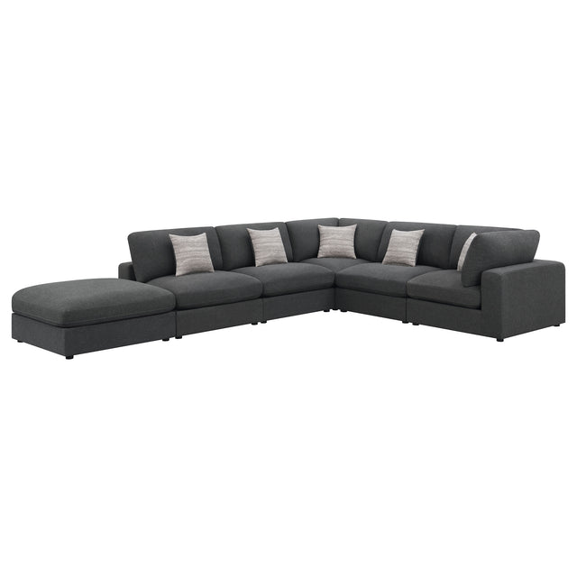 Furniture City Houma - Coaster - Serene 6-piece Upholstered Modular Sectional Sofa Charcoal - 551324-SET