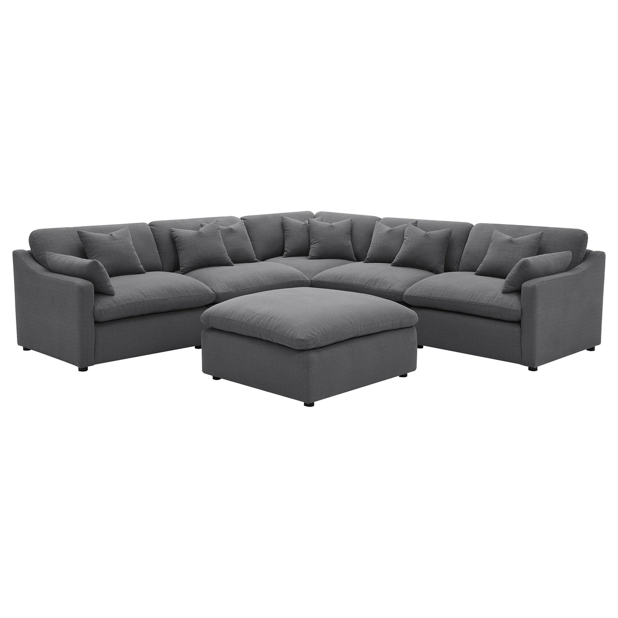 Furniture City Houma - Coaster - Hobson 6-piece Upholstered Modular Sectional Sofa Charcoal - 551455-SET