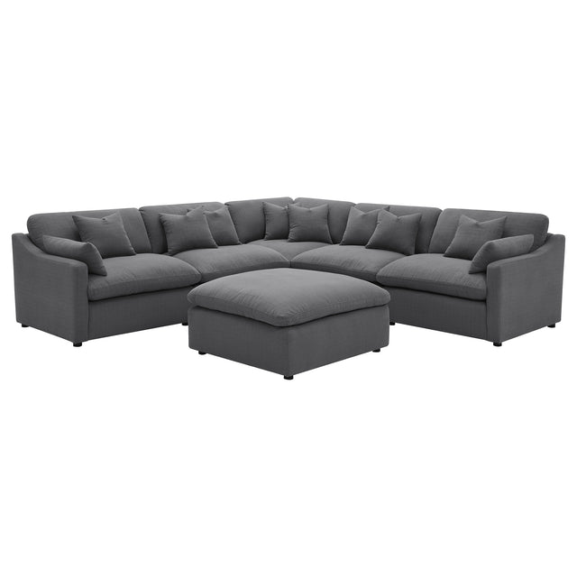 Furniture City Houma - Coaster - Hobson 6-piece Upholstered Modular Sectional Sofa Charcoal - 551455-SET
