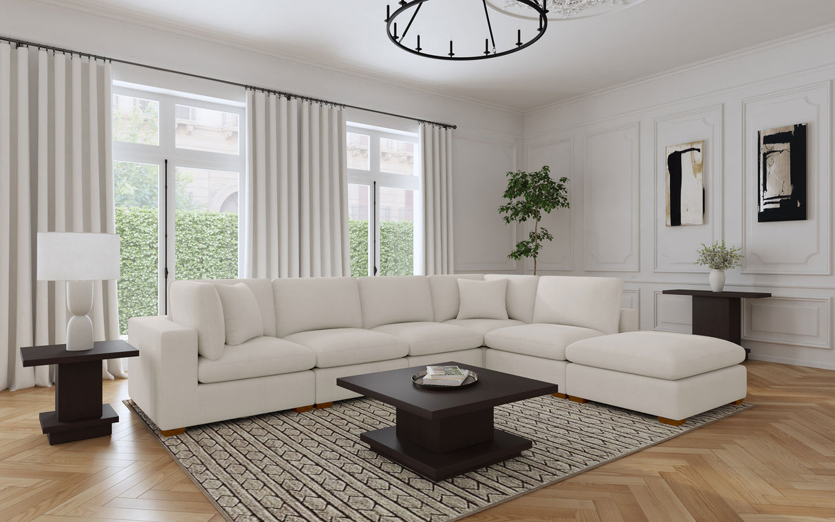 Furniture City Houma - Coaster - Lakeview 6-piece Upholstered Modular Sectional Sofa Ivory - 551461-SET
