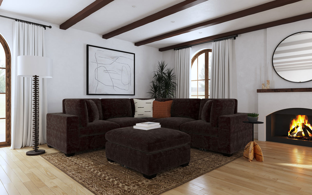 Furniture City Houma - Coaster - Lakeview 6-piece Upholstered Modular Sectional Chocolate - 551464-SETA