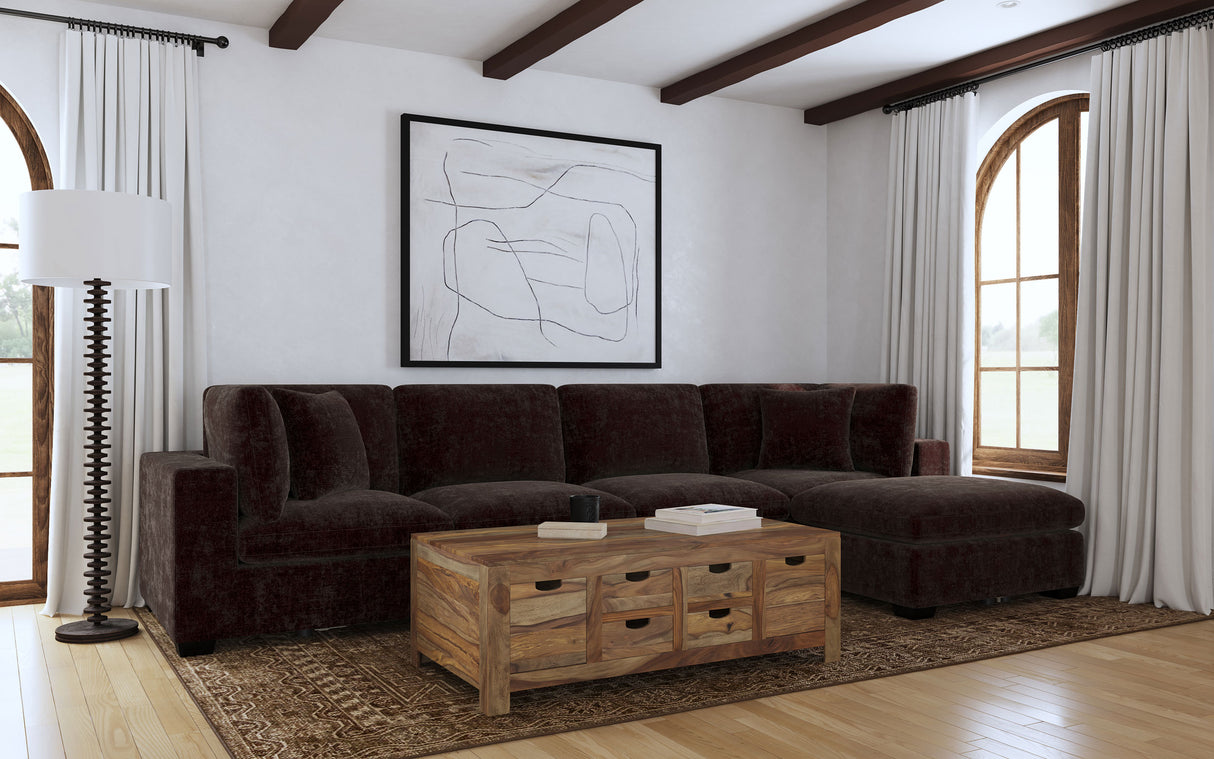 Furniture City Houma - Coaster - Lakeview 5-piece Upholstered Modular Sectional Chocolate - 551464-SETB
