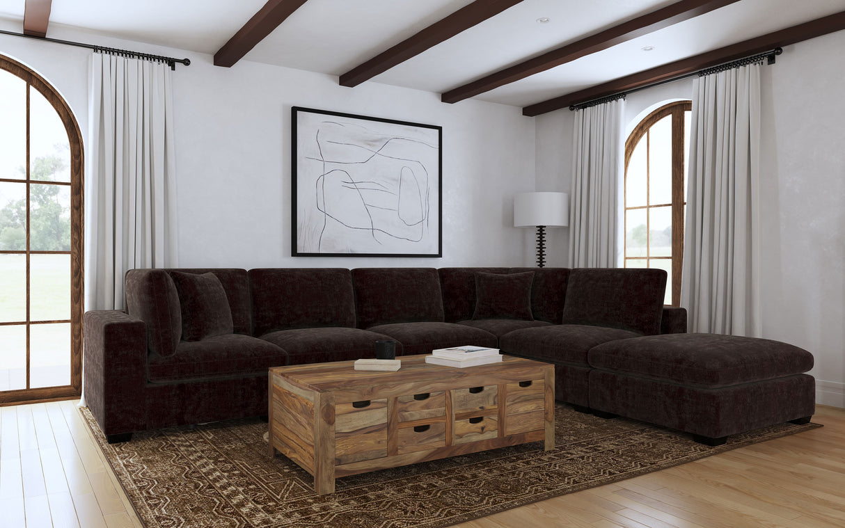 Furniture City Houma - Coaster - Lakeview 6-piece Upholstered Modular Sectional Chocolate - 551464-SET