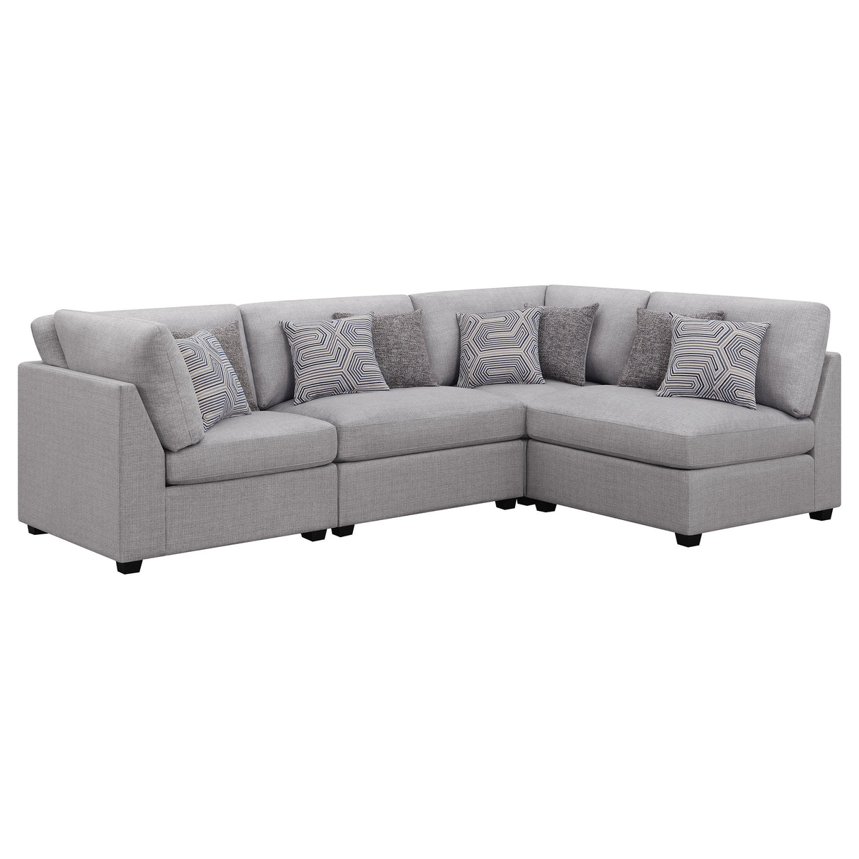 Furniture City Houma - Coaster - Cambria 4-piece Upholstered Modular Sectional Sofa Grey - 551511-S4B
