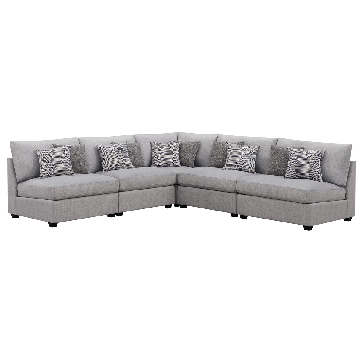 Furniture City Houma - Coaster - Cambria 5-piece Upholstered Modular Sectional Sofa Grey - 551511-S5A
